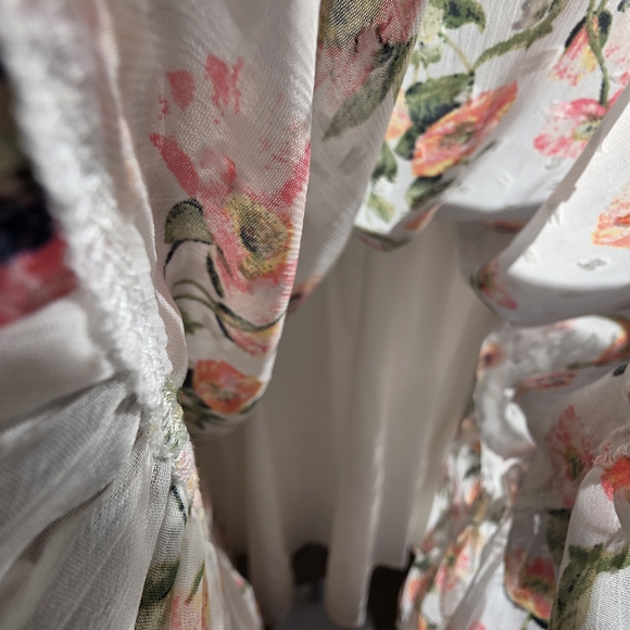 Floral Tie-Neck Long Sleeve Midi Dress - Blush Floral - Picture 7 of 11